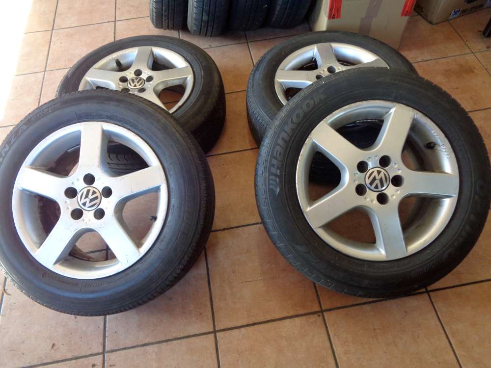 4 x Alufelgen mit Reifen für VW Golf 5 Sommerreifen 195 65R15 91T 7Jx15 H2 ET38 1J0071490 / 8L0071490